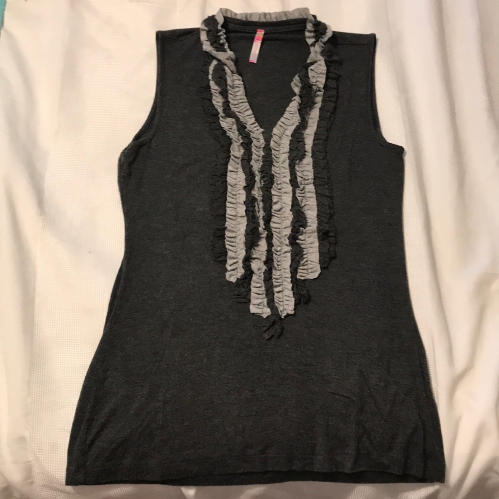 2/$15 Gray Ruffle Tank